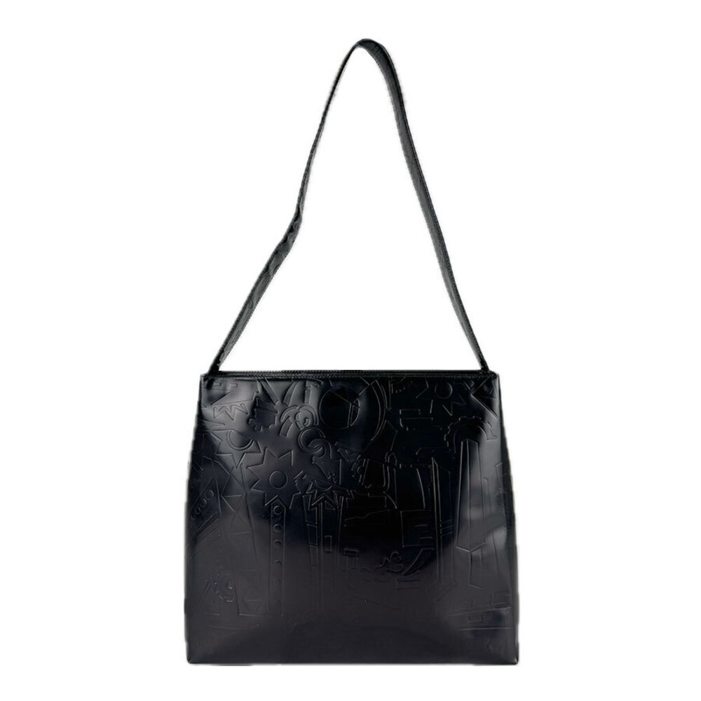 Prada Spazzolato Shoulder Embossed Calfskin Leather bag Black